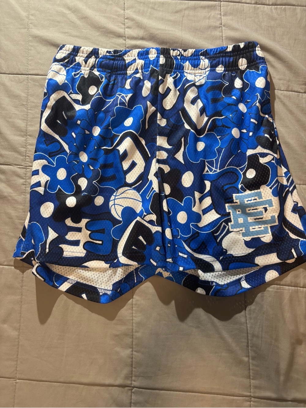 Eric Emmanuel Blue Floral Graphic Athletic Shorts